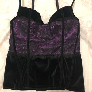 Victoria Secret Vintage Lace Velvet Bustier Top Bra 34B